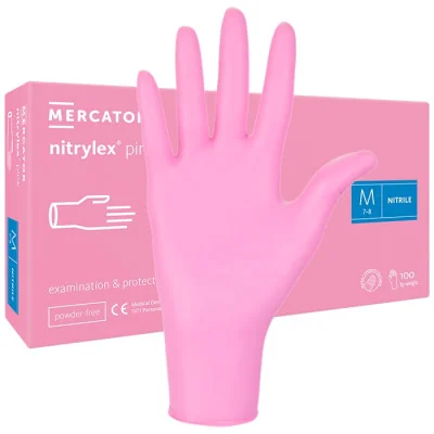 100st Handskar Nitril - Storlek: Medium - Rosa-Tillbehör - Övriga Fabrikat -italwaxsweden.se
