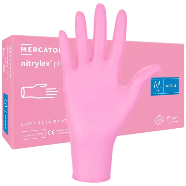 100st Handskar Nitril - Storlek: Medium - Rosa