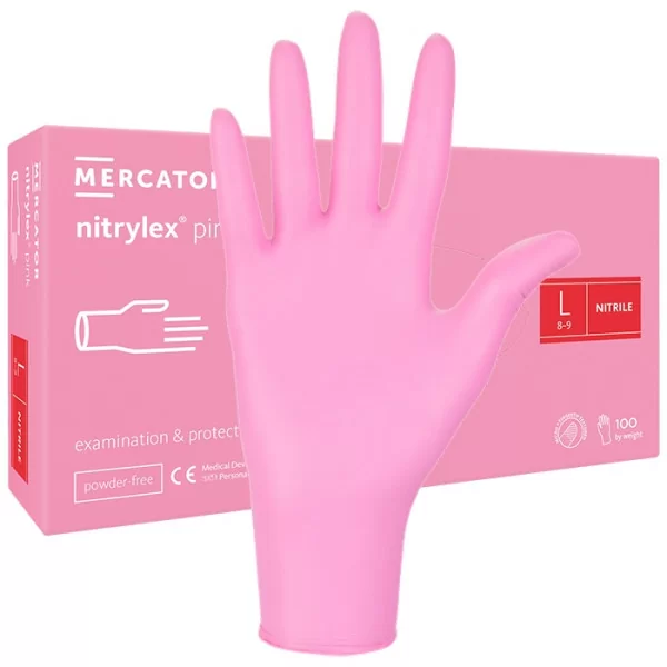 Handskar 100 st - Nitril - Rosa - Large